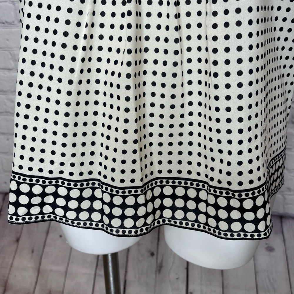 J.Crew Cream and Black Polka Dot Sleeveless Blouse Size 12 - Picture 3 of 9